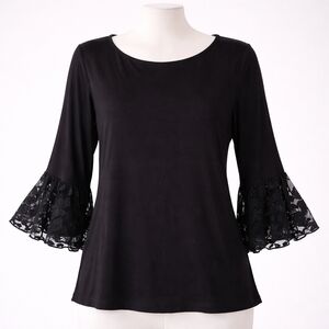 Black Lace Bell Sleeve Women's Blouse Made In Greece Whimsygoth Dark Fairy Y2K